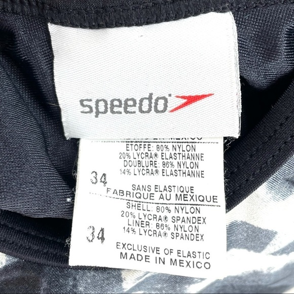 Speedo One Piece Cut Out Criss Cross Back Abstract Print Swimsuit Sz M - Picture 9 of 10